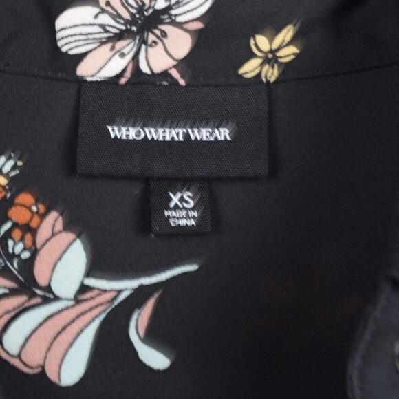 Who What Wear Black Floral Button-Down Top Blouse - Picture 9 of 11